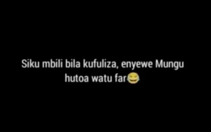 Siku mbili bila kufuliza, enyewe Mungu
hutoa watu far๐