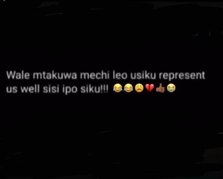 Wale mtakuwa mechi leo usiku represent
us well sisi ipo siku!!! 😂😂😩💔👍😭
